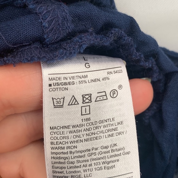 GAP Linen Blend Square Neck Jumpsuit Utility Crop Wide Leg Blue Size Large - Picture 11 of 12